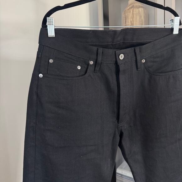 3sixteen Japanese Selvedge Classic Tapered Black Denim Jeans 36 NEW Button Fly - Picture 3 of 7